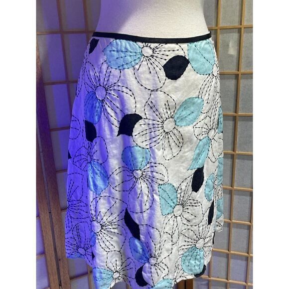 LOFT 6P Linen Embroidered Skirt - Picture 10 of 10